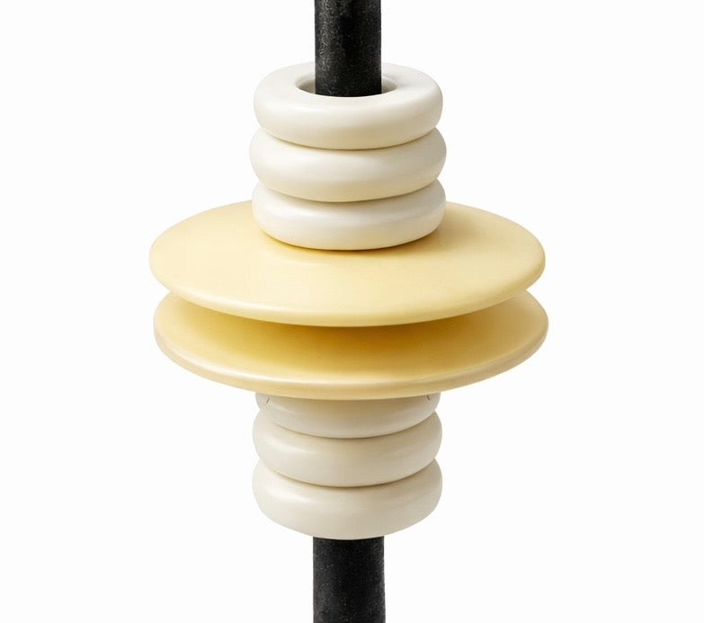 Southern Tribe #1 Candlestick | Hand-Forged Iron with Organic White Sculptural Rings
