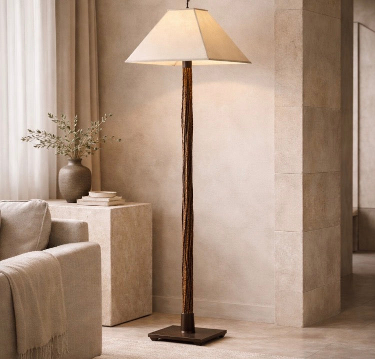Red Cedar Floor Lamp — Sculptural Natural Form (59”)