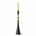 Northern Tribe #9 Candlestick | Hand-Forged Iron with Sculptural White & Brass Rings
