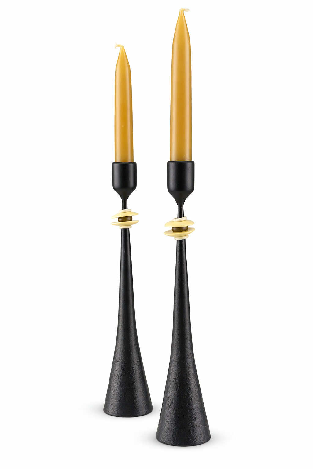 Northern Tribe #10 Candlestick | Hand-Forged Iron with Sculptural White & Brass Accents