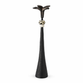 Tribe in Bloom No. 2 Handmade Iron Candlestick with Brass Flower and African Bead