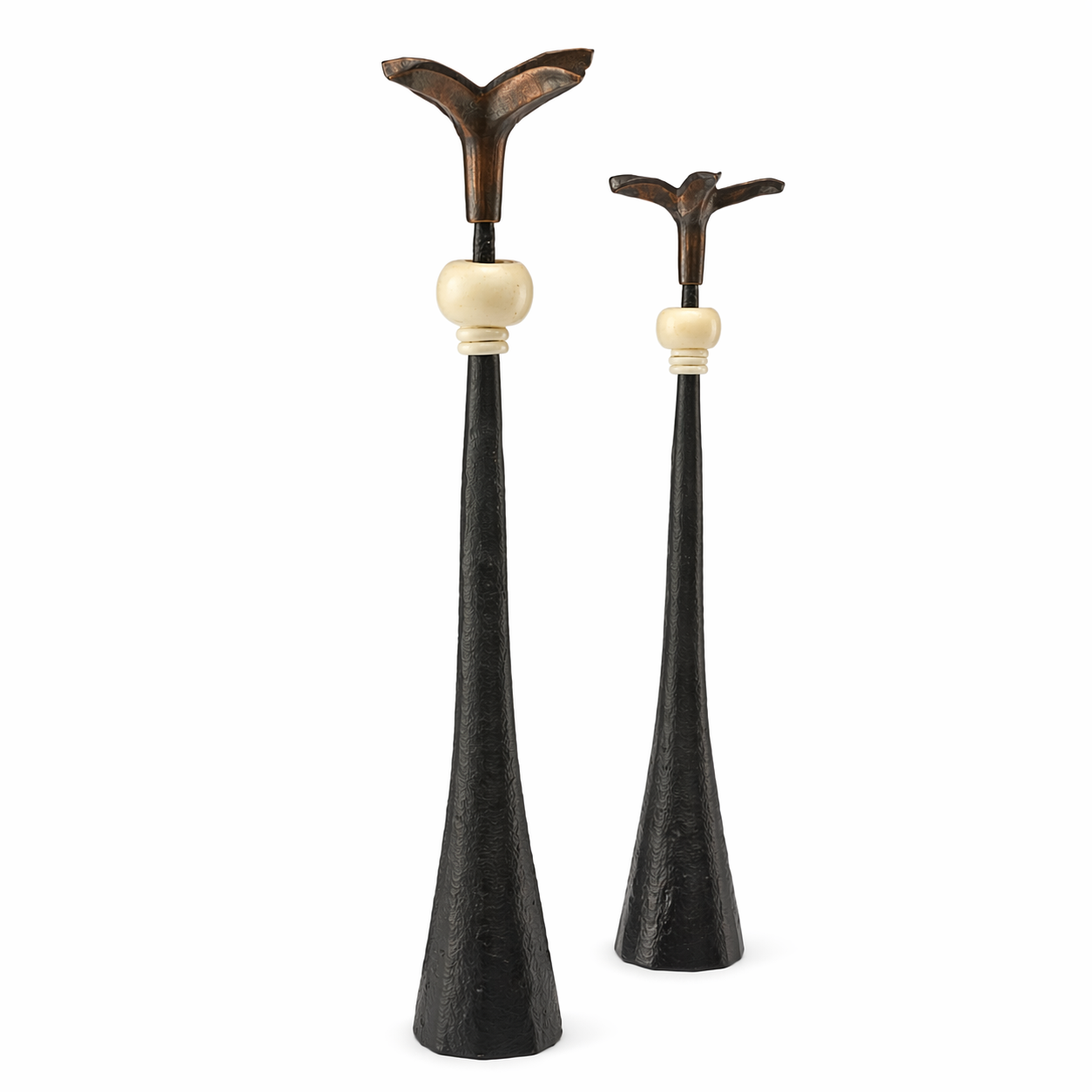 Tribe in Bloom No. 1 Handmade Iron Candlestick with Brass Flower