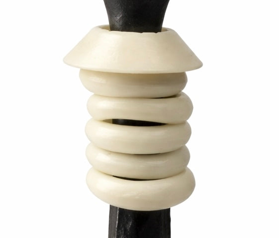 Southern Tribe #5 Candlestick | Hand-Forged Iron with Minimal Organic White Rings