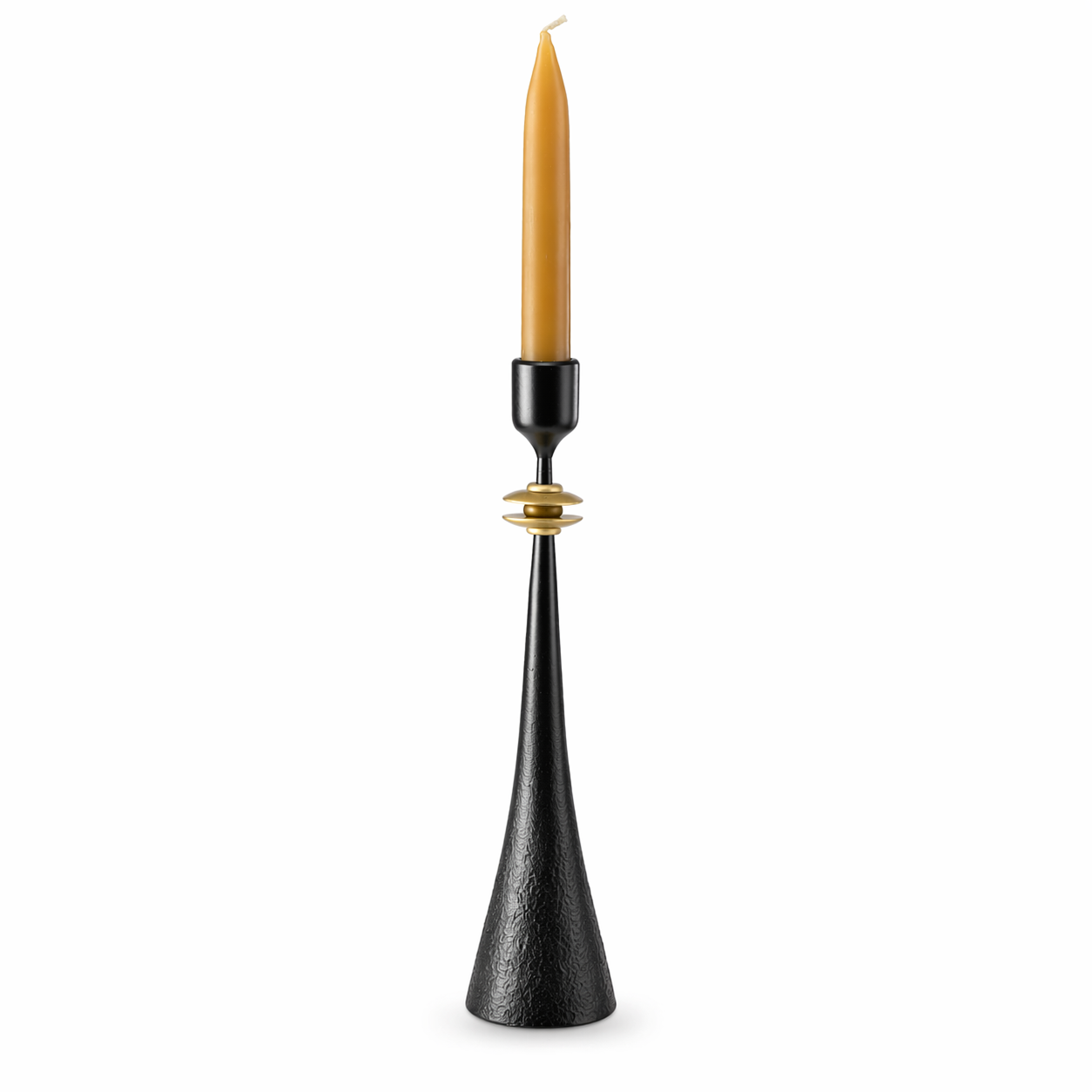 Northern Tribe #10 Candlestick | Hand-Forged Iron with Sculptural White & Brass Accents