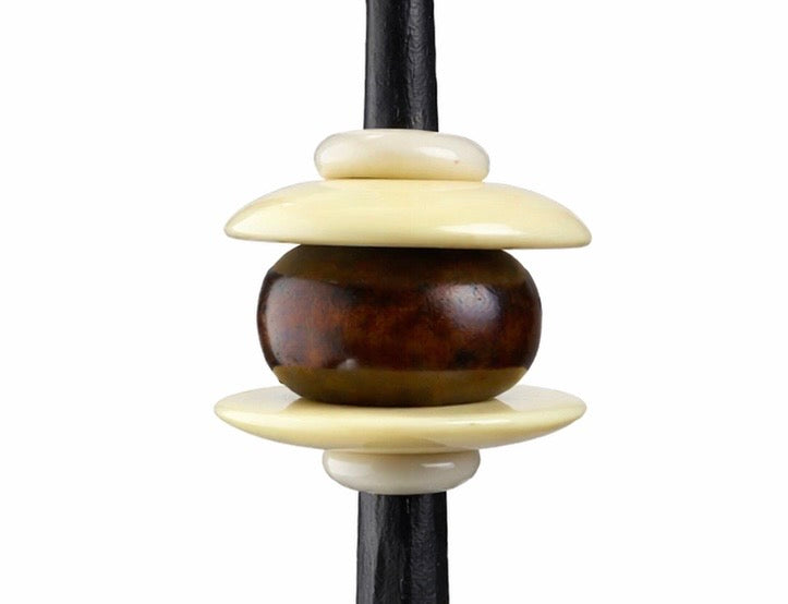 Primitive Tribe No. 4 Handmade Iron Candlestick with Amber African Beads