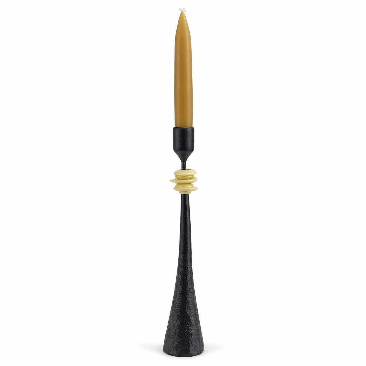 Southern Tribe #2 Candlestick | Hand-Forged Iron with Layered Organic White Forms