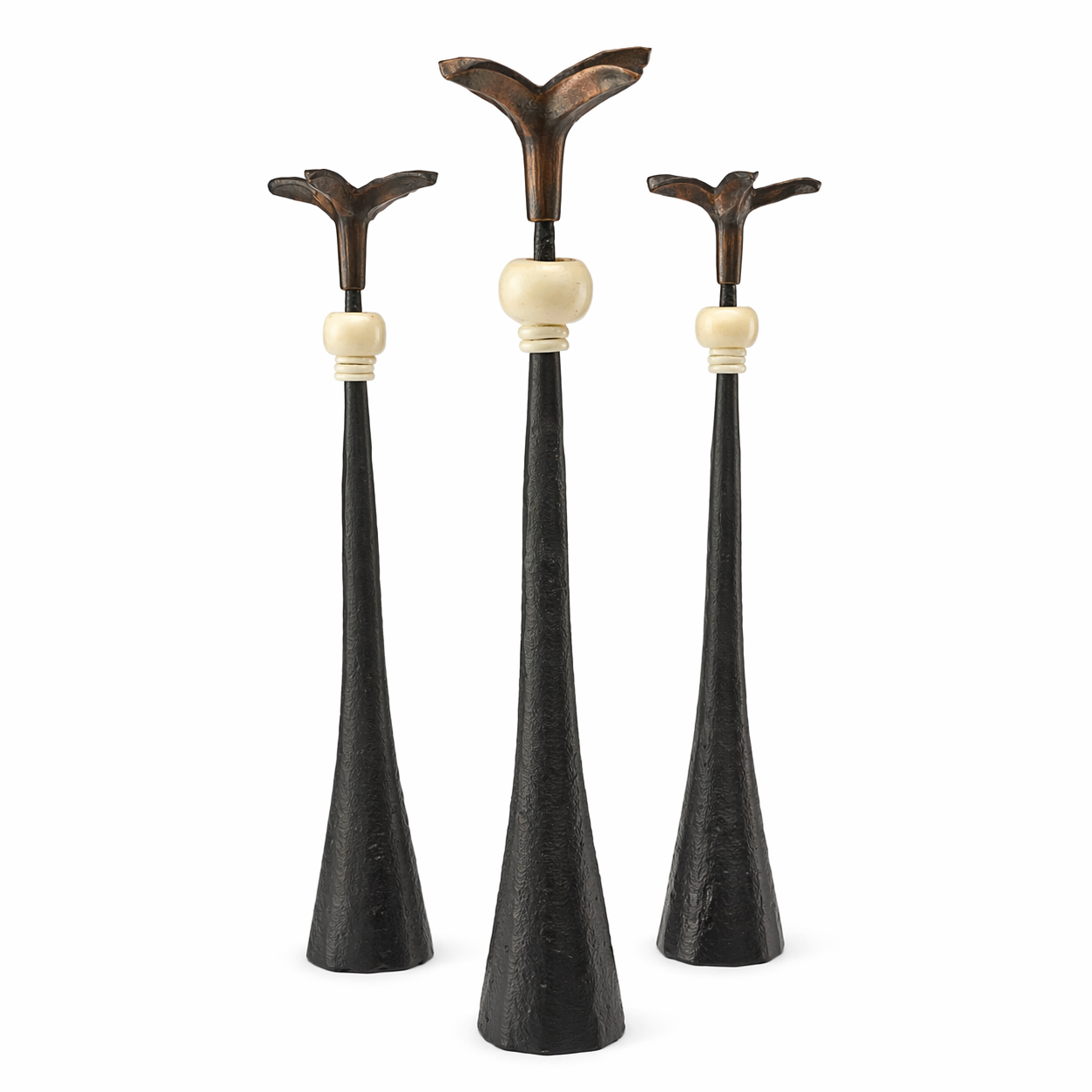 Tribe in Bloom No. 1 Handmade Iron Candlestick with Brass Flower