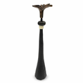 Tribe in Bloom No. 4 Handmade Iron Candlestick with Brass Flower and Amber Bead
