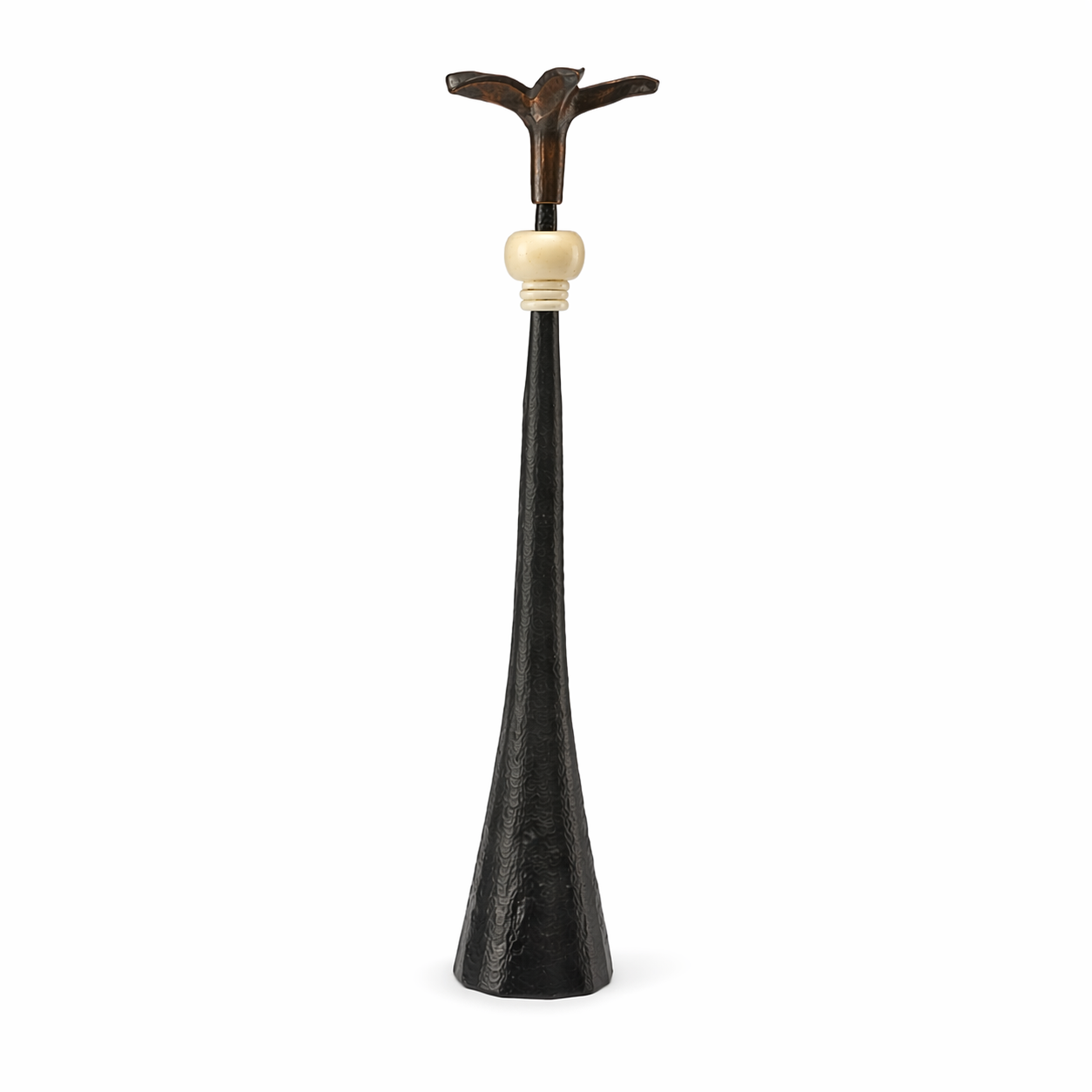 Tribe in Bloom No. 1 Handmade Iron Candlestick with Brass Flower