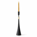 Southern Tribe #3 Candlestick | Hand-Forged Iron with Stacked Organic White Rings
