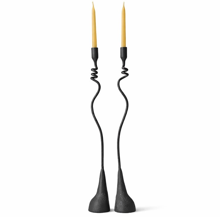 Cats and Jasmine Candlestick — Handmade Iron Candleholder (20”)