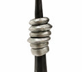 Northern Tribe #3 Candlestick | Hand-Forged Iron Candle Holder with Silver Rings