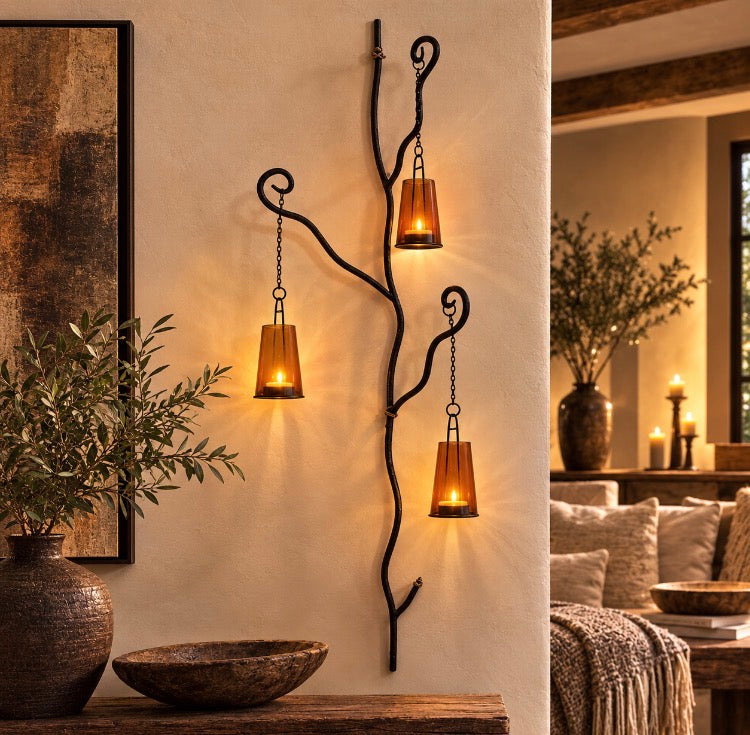 Enlightened Twigs Trio – Sculptural Iron Wall Sconce