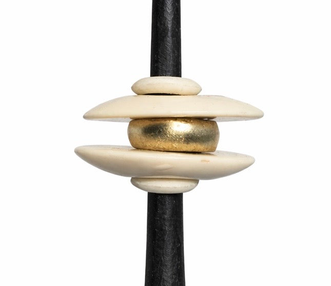 Northern Tribe #10 Candlestick | Hand-Forged Iron with Sculptural White & Brass Accents