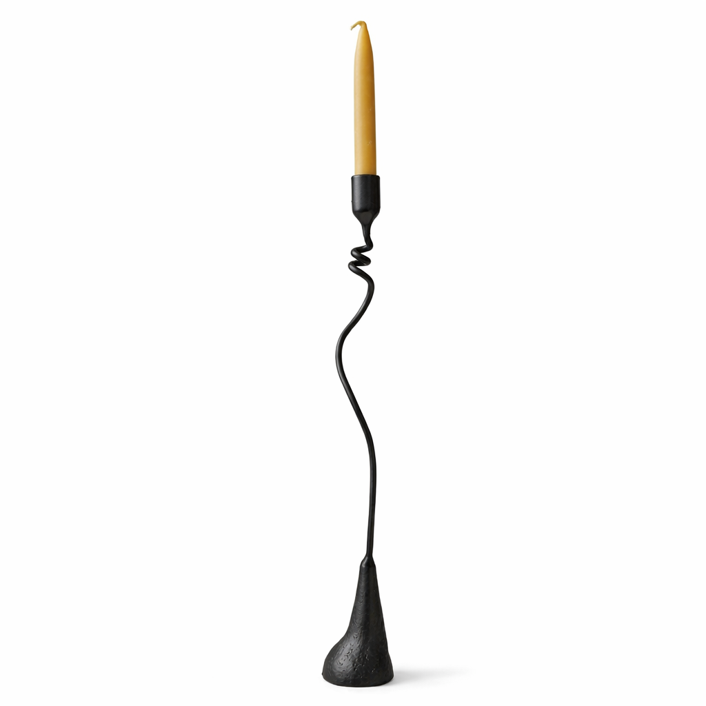 Cats and Jasmine Candlestick — Handmade Iron Candleholder (20”)
