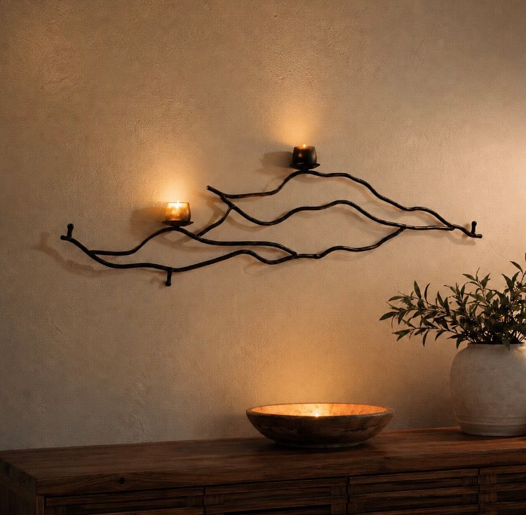 Horizontal Light in a Pod – Sculptural Iron Wall Sconce