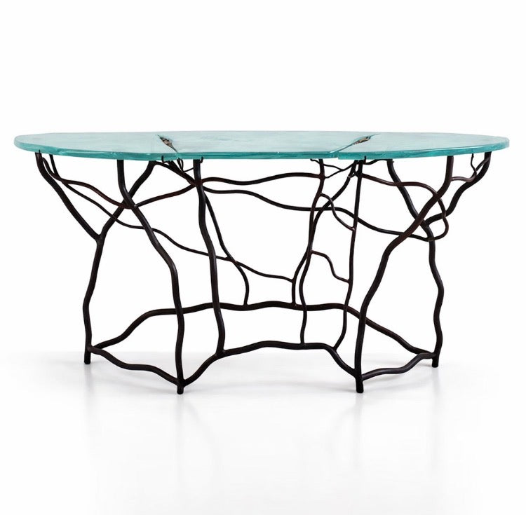 Large Organic Half Moon Console Table