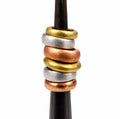 Northern Tribe #4 Mixed Metals Candlestick | Hand-Forged Iron Candle Holder with Brass, Copper & Silver Rings