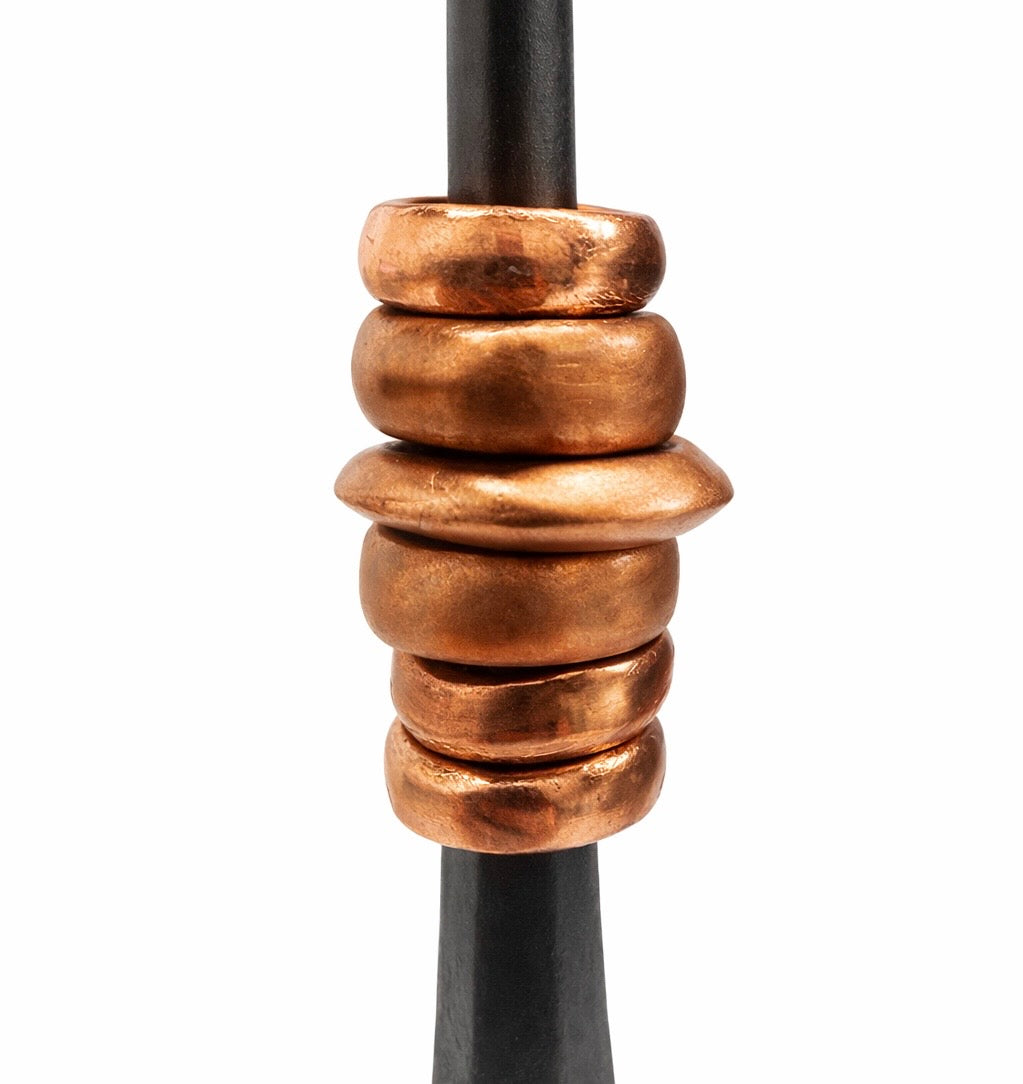 Northern Tribe #2 Candlestick | Hand-Forged Iron Candle Holder with Copper Rings