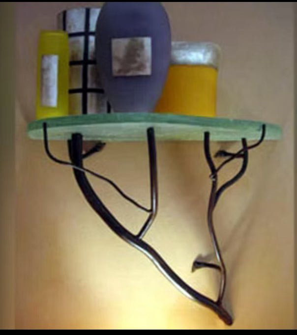 Branch Wall Shelf 23” | Hand-Forged Iron & Recycled Glass