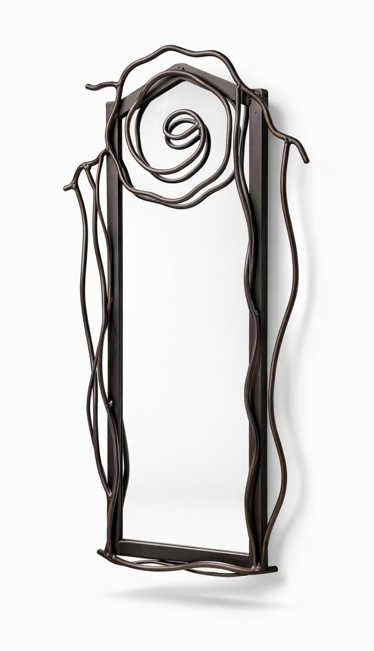 Spiral Mirror Frame – Hand-Forged Iron Sculptural Mirror
