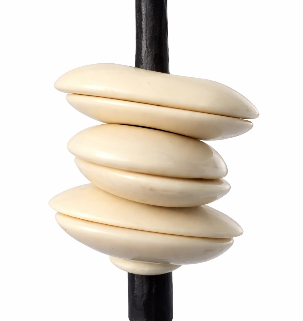 Southern Tribe #2 Candlestick | Hand-Forged Iron with Layered Organic White Forms