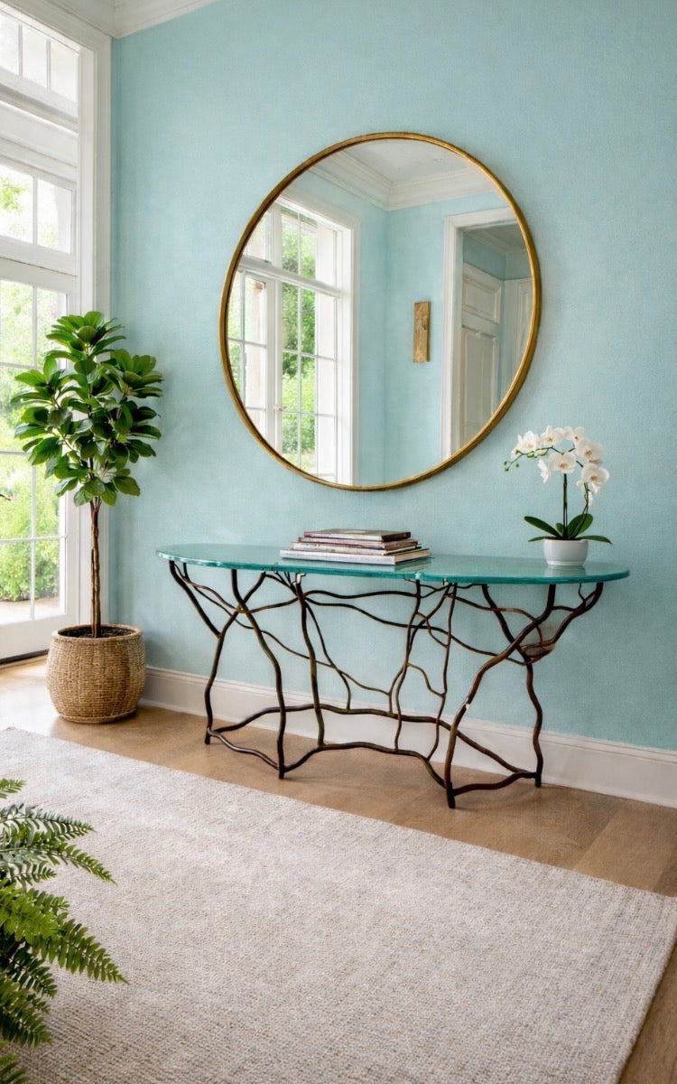 Large Organic Half Moon Console Table