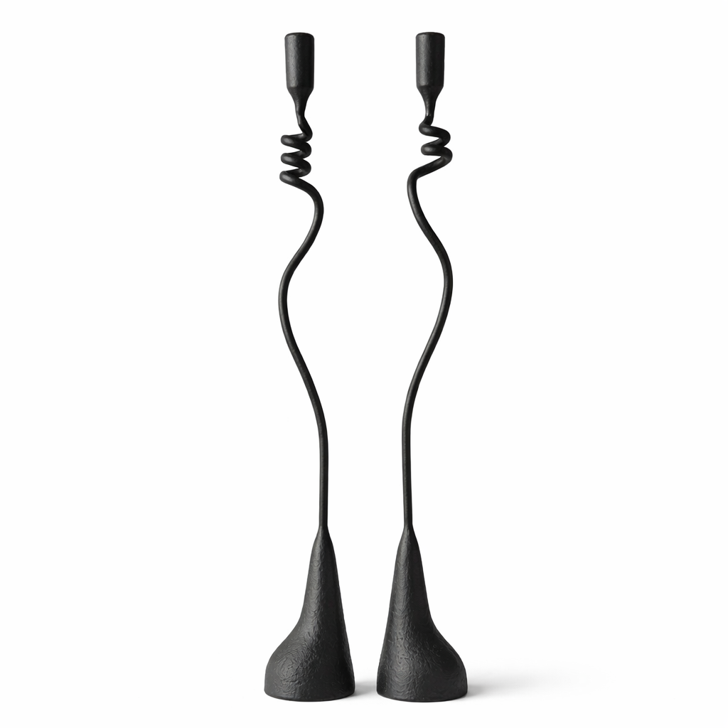 Cats and Jasmine Candlestick — Handmade Iron Candleholder (20”)