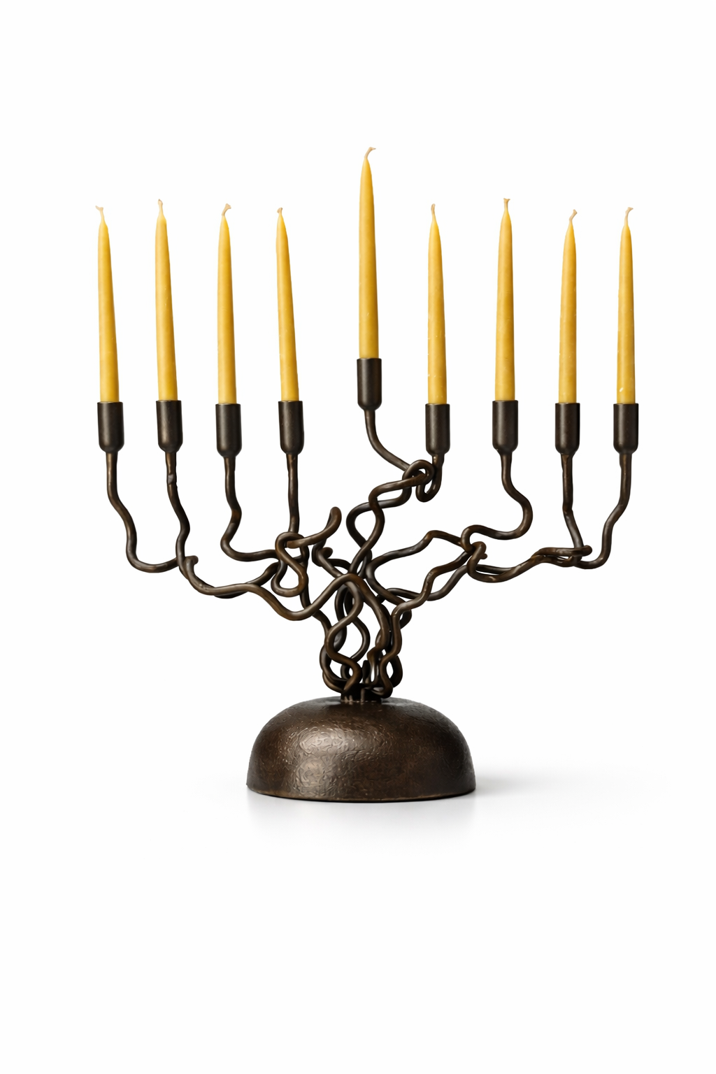 Tree of Light Menorah – Classic Form | Hand-Forged Iron Sculptural Candle Holder