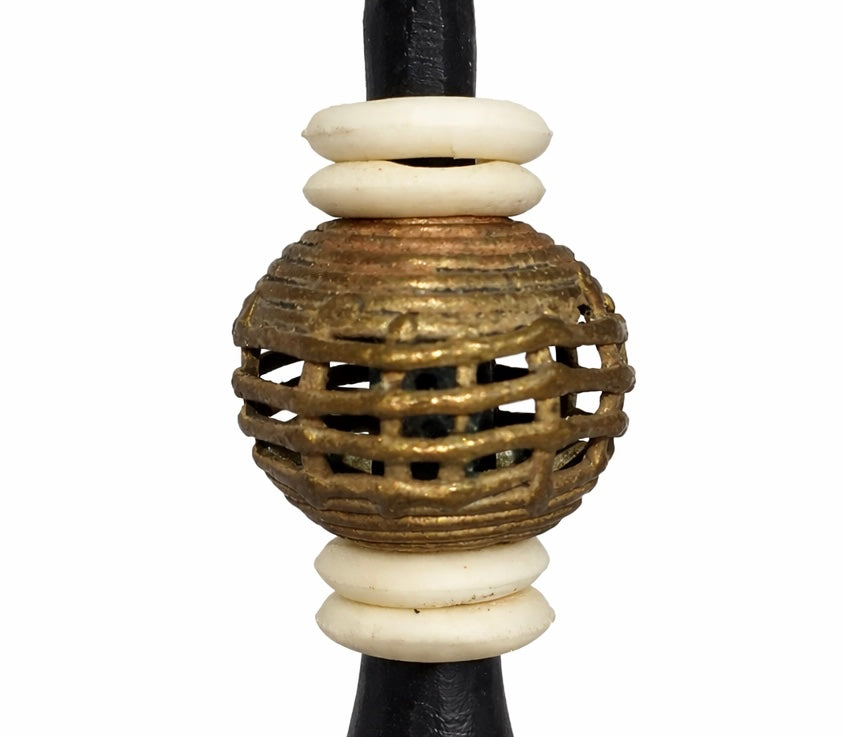 Northern Tribe #11 Candlestick | Hand-Forged Iron with Sculptural Brass Cage Detail