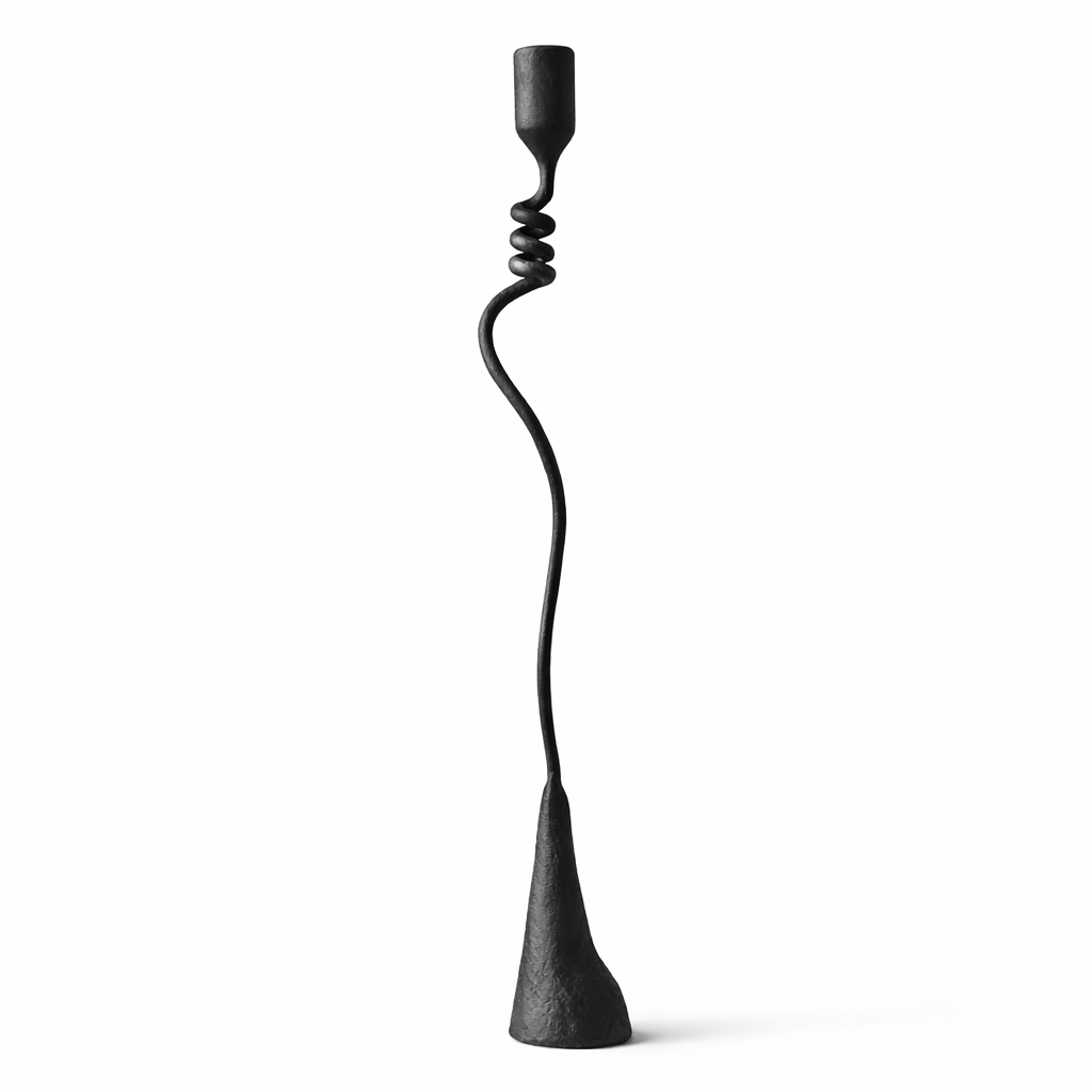 Cats and Jasmine Candlestick — Handmade Iron Candleholder (20”)