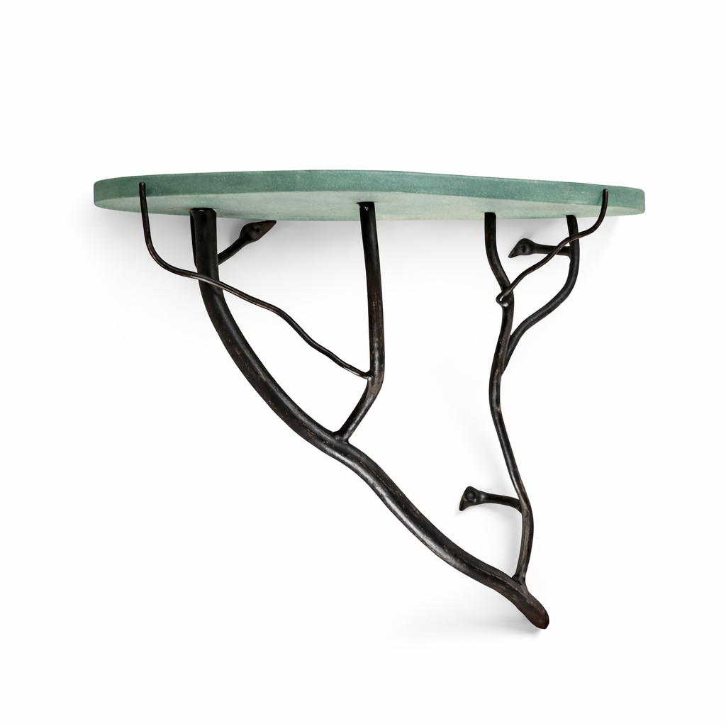 Branch Wall Shelf 23” | Hand-Forged Iron & Recycled Glass