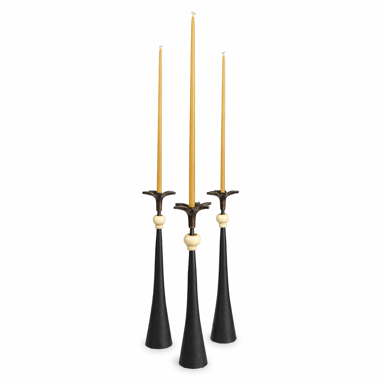 Tribe in Bloom No. 1 Handmade Iron Candlestick with Brass Flower