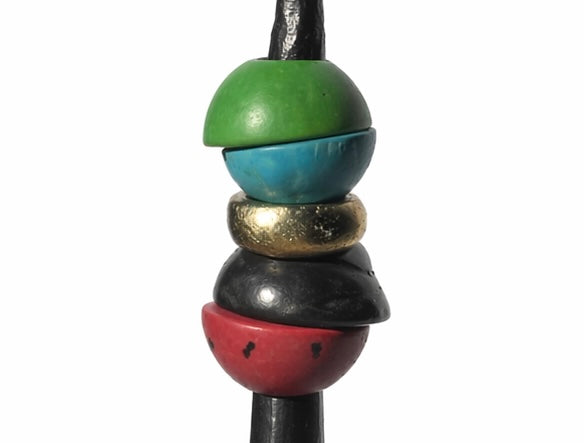 Tambo No. 1 Handmade Iron Candlestick with Multicolor Tagua Beads