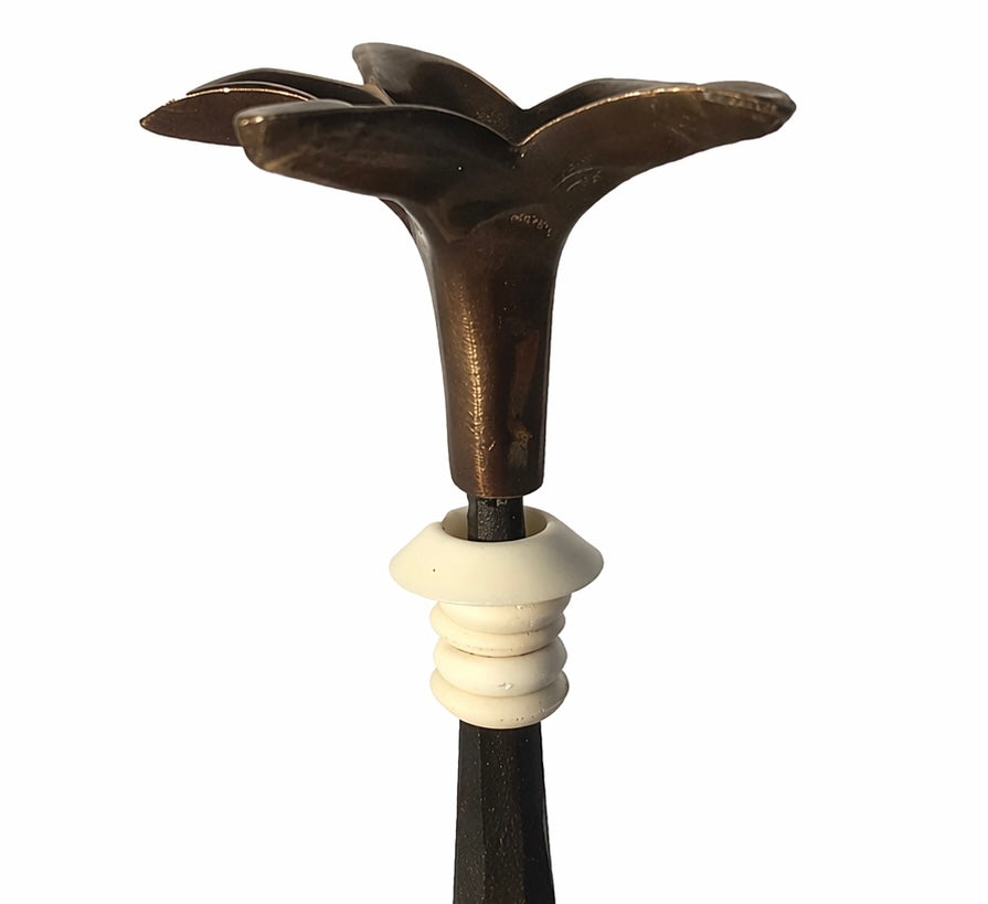 Tribe in Bloom No. 3 Handmade Iron Candlestick with Brass Flower