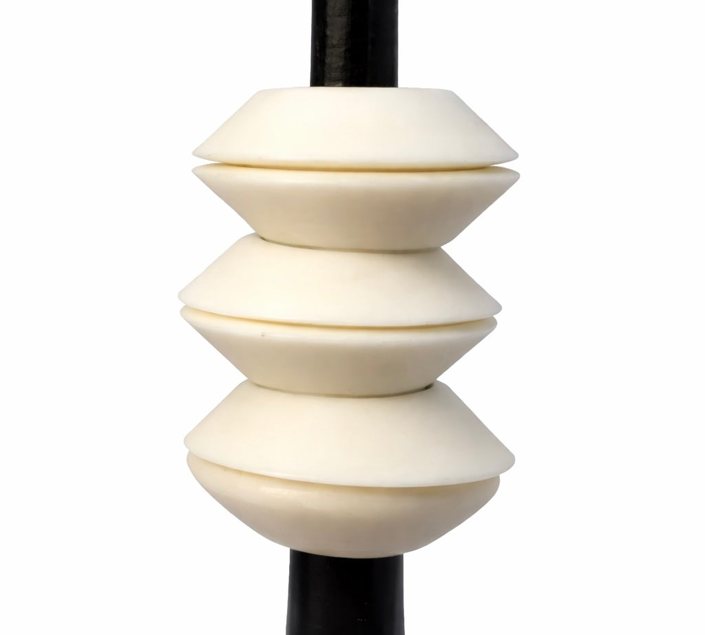 Southern Tribe #4 Candlestick | Hand-Forged Iron with Sculpted White Geometric Forms