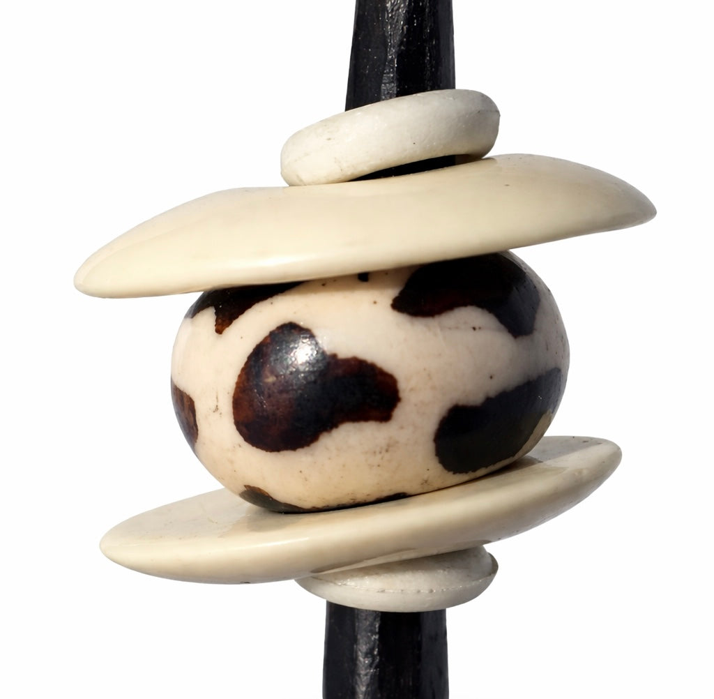 Primitive Tribe No. 2 Handmade Iron Candlestick with African Beads