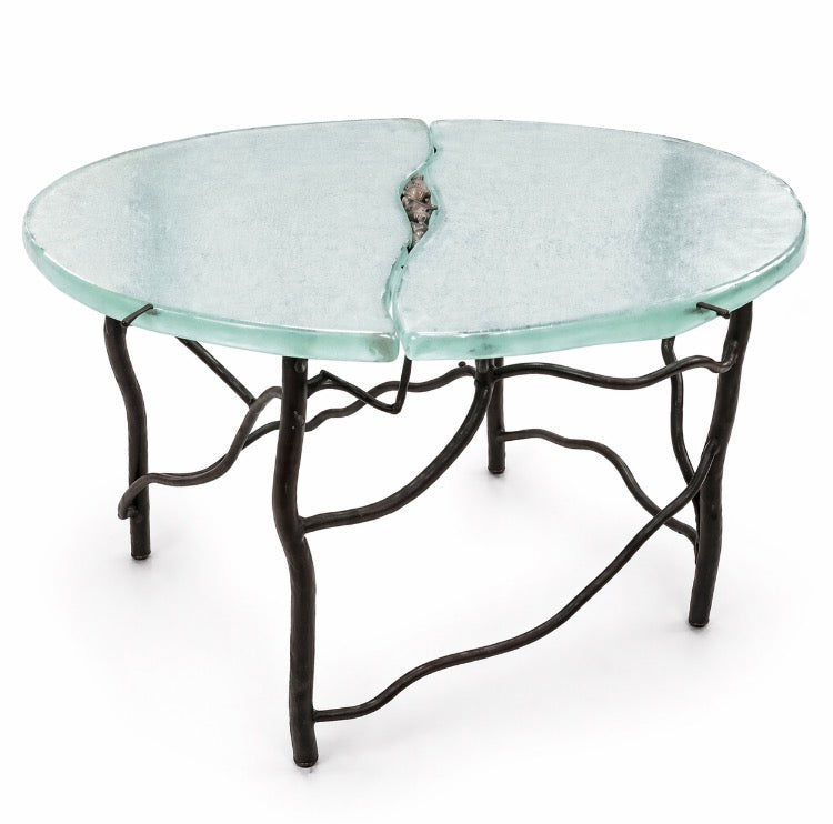 Full Moon Coffee Table | Sculptural Iron & Kiln-Formed Glass Table