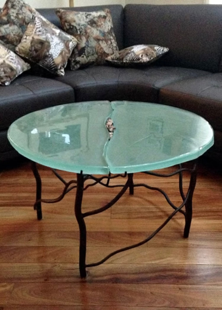 Full Moon Coffee Table | Sculptural Iron & Kiln-Formed Glass Table