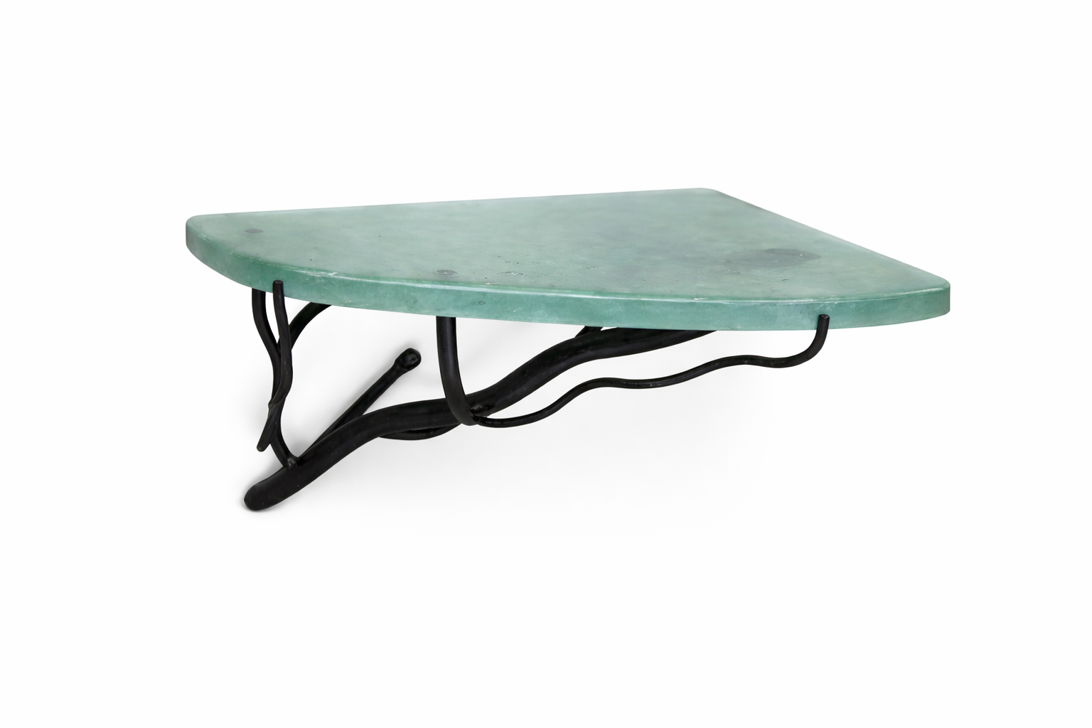 Corner Branch Wall Shelf 15” | Hand-Forged Iron & Recycled Glass