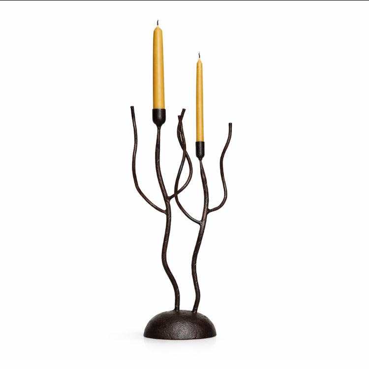 Happily Together Candle Holder — Sculptural Handmade Iron Taper Holder (18”)