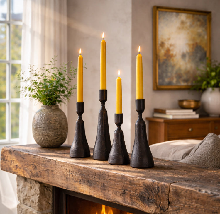 Family of Four Candlesticks — Handmade Iron Candleholder Set