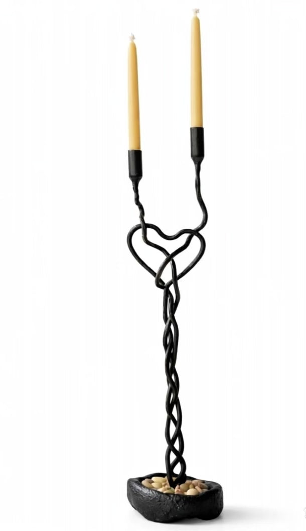 One Heart Candle Holder — Handmade Romantic Iron Sculpture