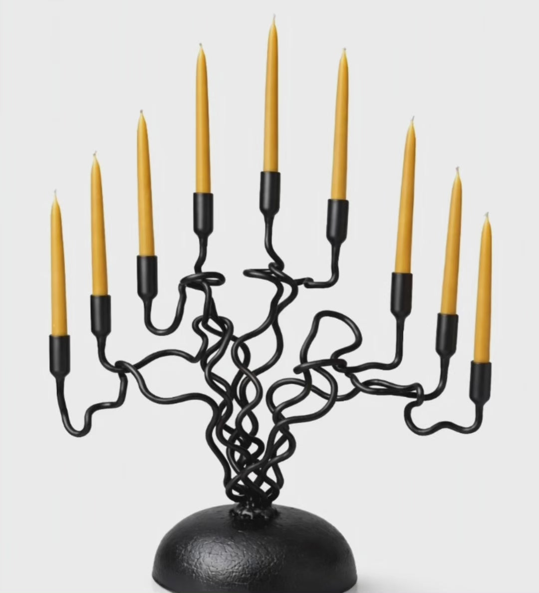 Tree of Light Menorah – Sculptural Hand-Forged Iron Candle Holder